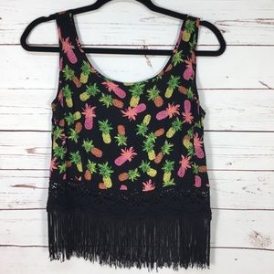 Nanette‎ Lepore L’Amour Pineapple Fringe Crop Top M